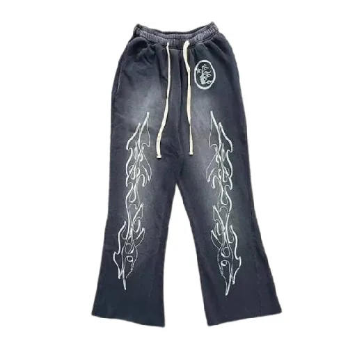 The New Hellstar Classic Flame Black Sweatpants